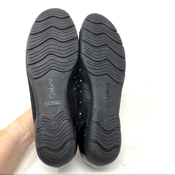 Gabor black shimmering leather laser cut flats - Picture 6 of 12